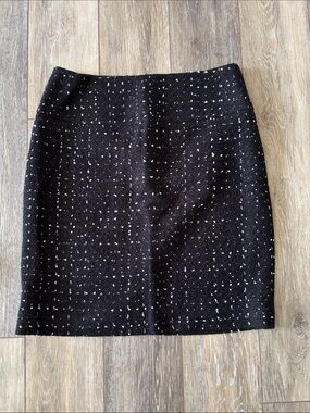 Tahari Black Tweed Pencil Skirt with White Speckle